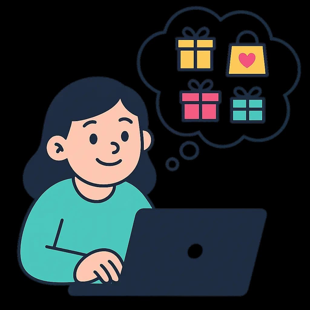 Person planning gifts on a laptop