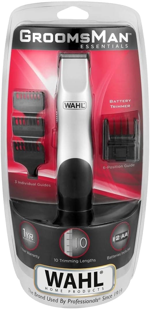 Wahl Groomsman Battery Hair Trimmer, Beard Trimmer for Men, Men’s Hair Trimmer, Stubble Trimmer, Male Grooming Set, Battery Powered, Stubble Trimmers, Beard Care Kit : Amazon.co.uk: Health & Personal Care