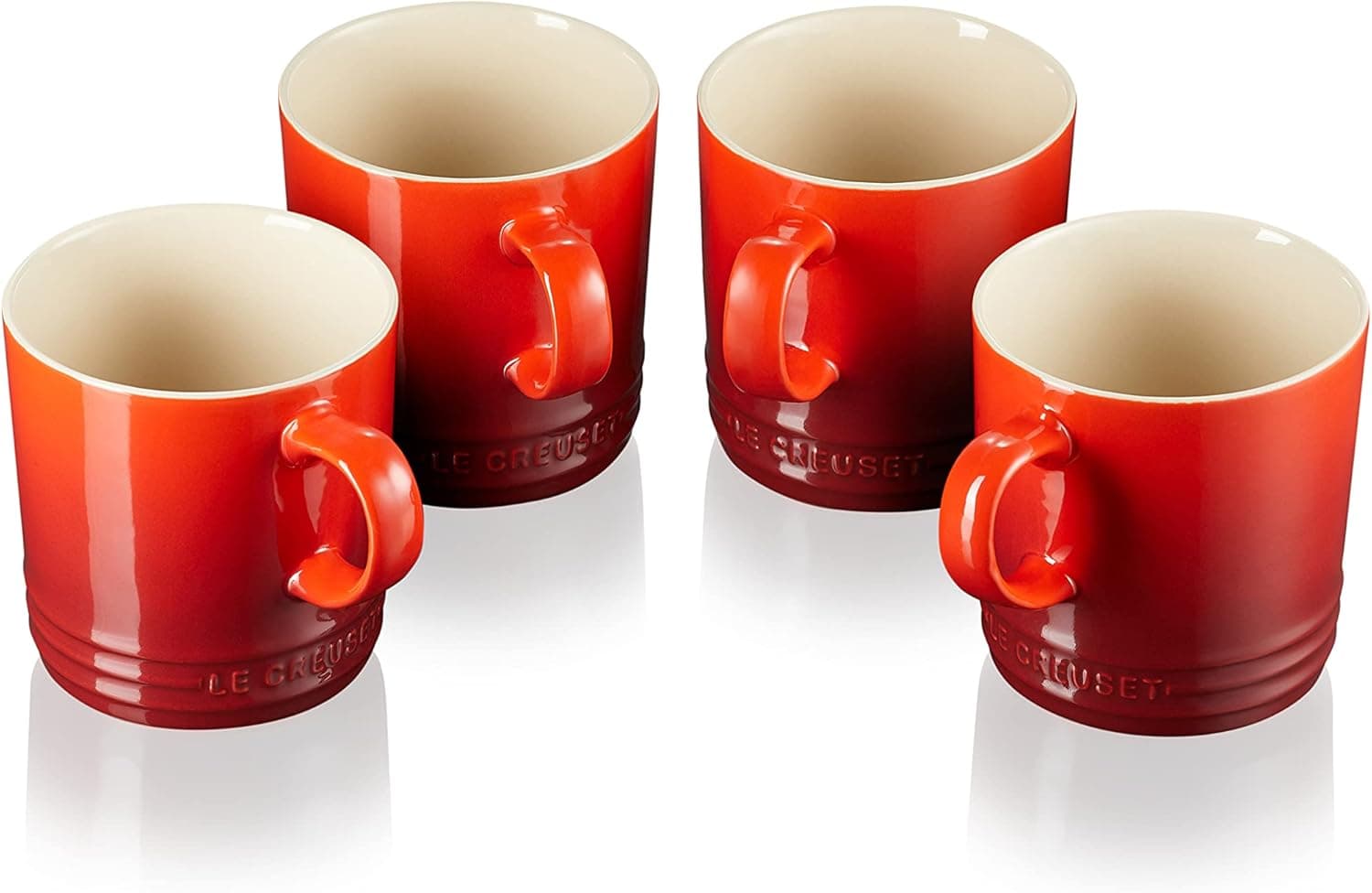 LE CREUSET Stoneware Mugs, Set of 4, 350 ml Each, Cerise, 4 Count (Pack of 1) : Amazon.co.uk: Home & Kitchen