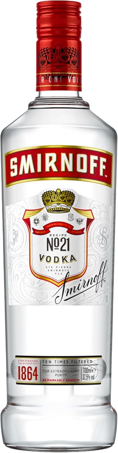 Smirnoff No. 21 Vodka | 37.5% vol | 70cl | Triple Distilled & 10 x Filtered | Premium Vodka Made in Great Britain | Smooth with a Hint of Sweetness & Pepper
