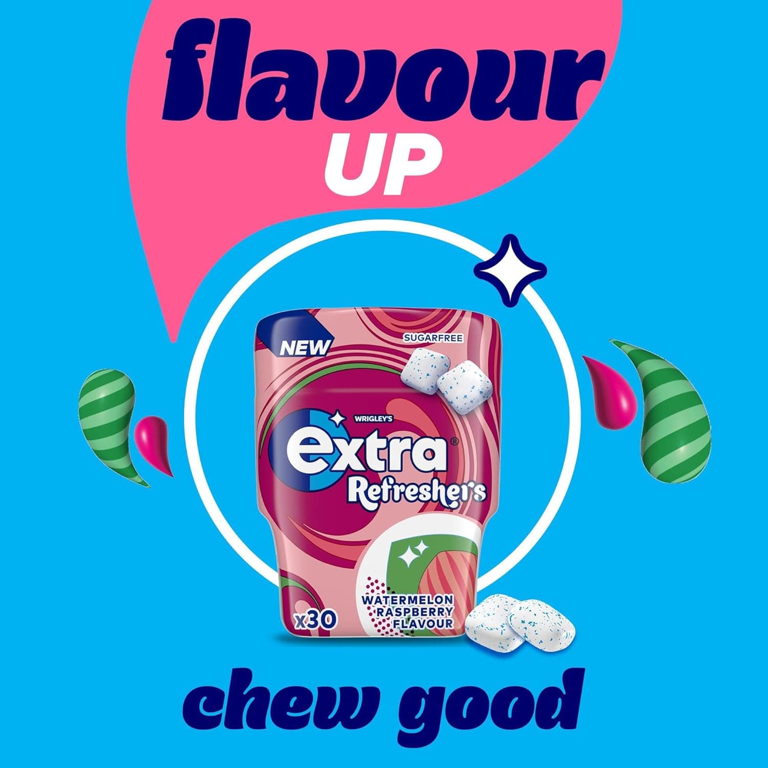 Extra Refreshers Watermelon Raspberry Flavour Sugarfree Chewing Gum, 30 Pieces. Intense, Long-lasting flavour : Amazon.co.uk: Grocery