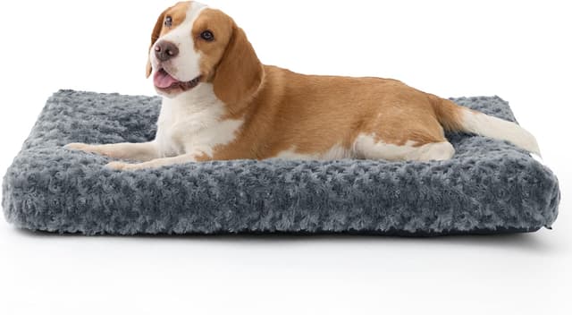 Bedsure Large Dog Bed Washable - Swirled Plush Dog Mat Gentle Support, Brushed Dogs Crate Mattress with Non-Slip Bottom, Pet Cushion for Medium & Large Dogs, Grey,89x58x7cm : Amazon.co.uk: Pet Supplies