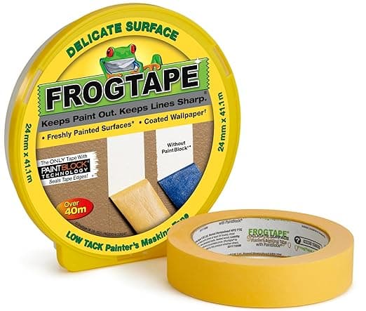 Frog Tape Yellow Delicate Masking Tape for Surface Painting 24mm x 41.1m Painting and Decorating Indoors for Sharp Lines and Without Venting Paint