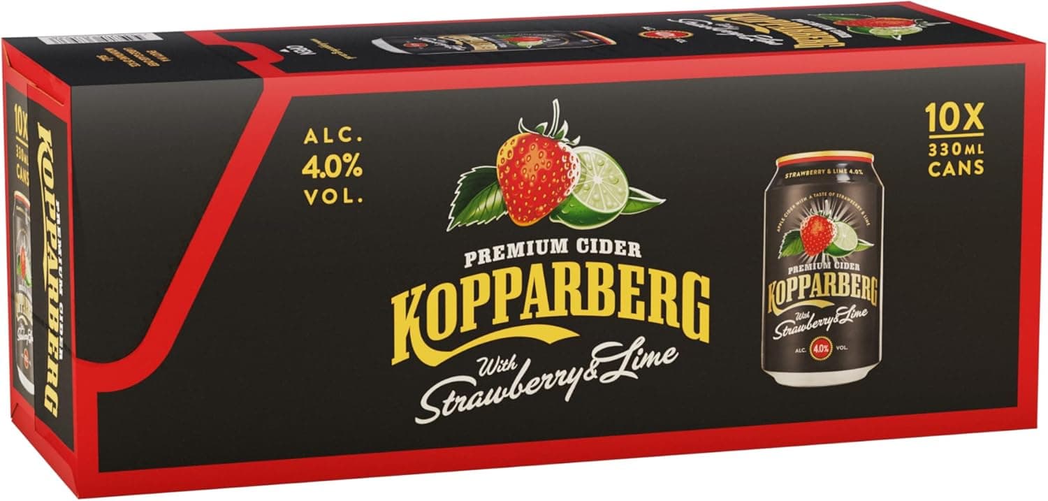 Kopparberg Premium Cider with Strawberry & Lime, 10 x 330ml