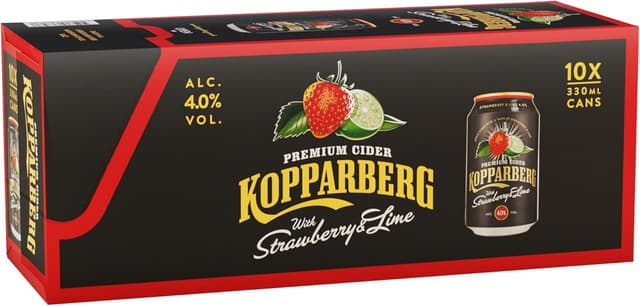Kopparberg Premium Cider with Strawberry & Lime, 10 x 330ml