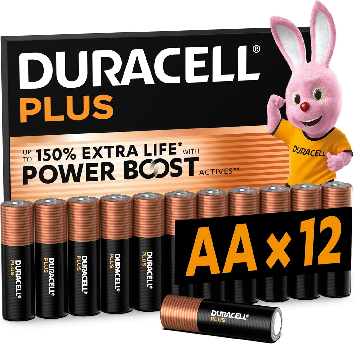 Duracell Plus AA Batteries (12 Pack) - Alkaline 1.5V - Up To 100% Extra Life - Reliability For Everyday Devices - 0% Plastic Packaging - 10 Year Storage - LR6 MN1500: Amazon.co.uk: Electronics & Photo