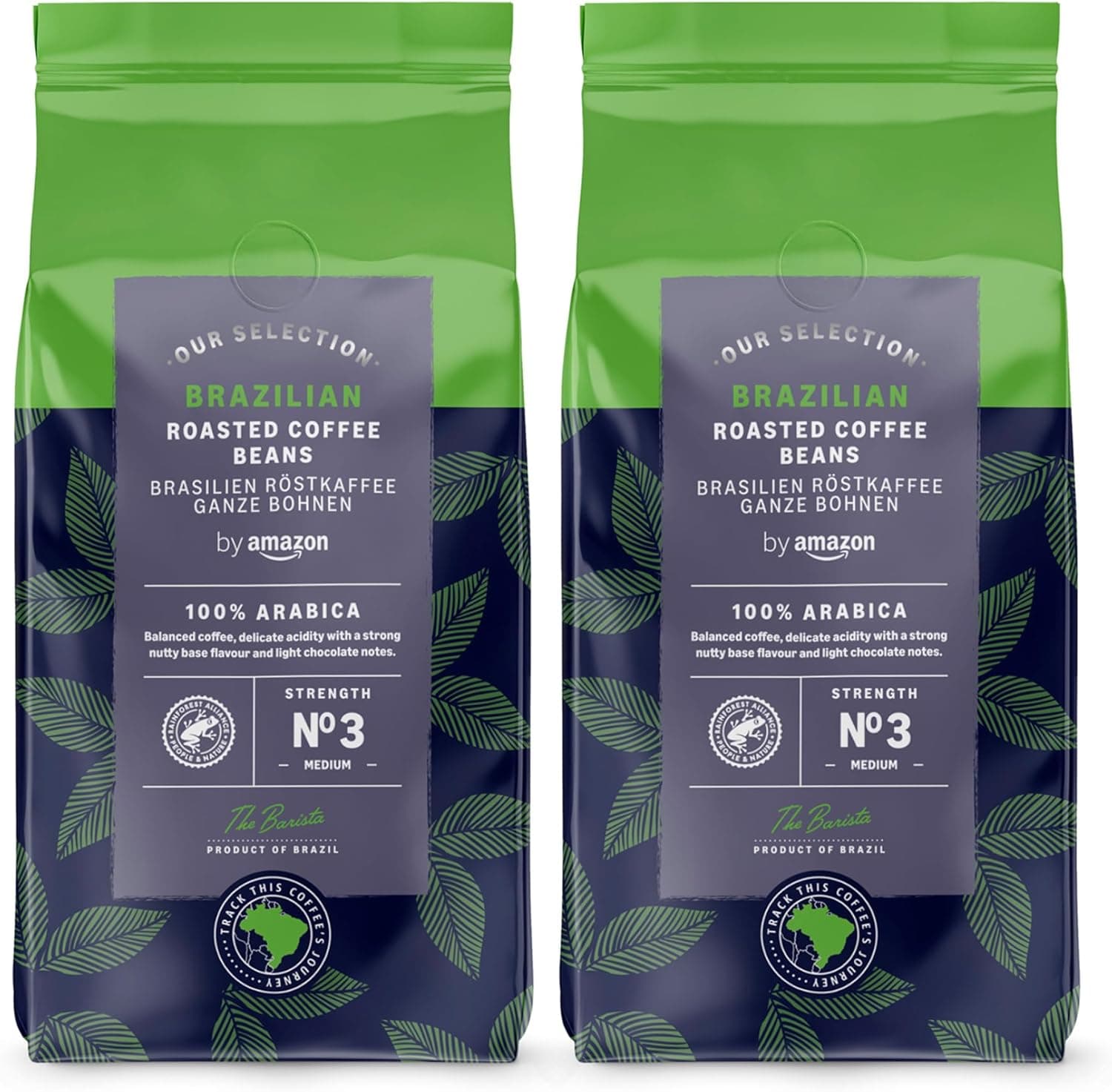 by Amazon Brazilian Coffee Beans, Medium Roast, 1 Kg (2 Packs of 500g)- Rainforest Alliance Certified : Amazon.co.uk: Grocery