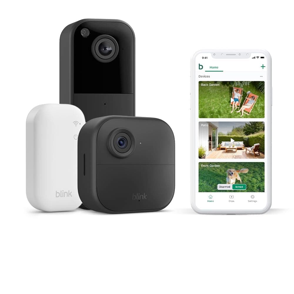 Blink Outdoor 4 Camera + £0 Blink Video Doorbell (Black)| Wireless HD smart security camera, two-year battery life, enhanced motion detection| 1 camera system with Sync Module Core incl.| IP65 : Amazon.co.uk: Amazon Devices & Accessories