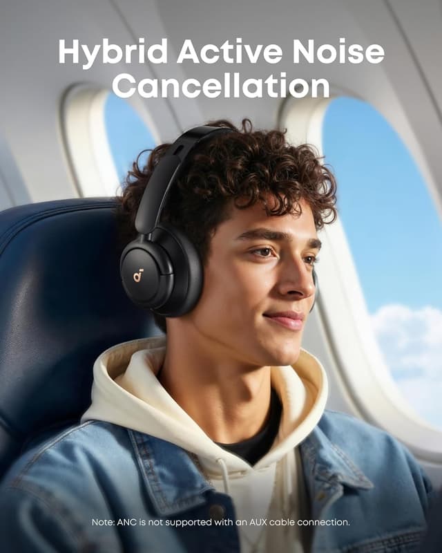 soundcore Q30 by Anker, Hybrid Active Noise Cancelling Headphones with Travel Pouch, Multiple Modes, Hi-Res Audio, Custom EQ via App, 50H Playtime, Comfortable Fit, Bluetooth, Multipoint Connection