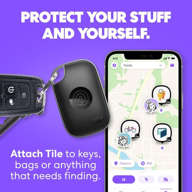 Tile by Life360 Pro - Powerful Bluetooth Tracker, Key Finder and Item Locator for Keys, Bags and More, Both iOS and Android Compatible, Phone Finder, Pack of 1 (Black)
