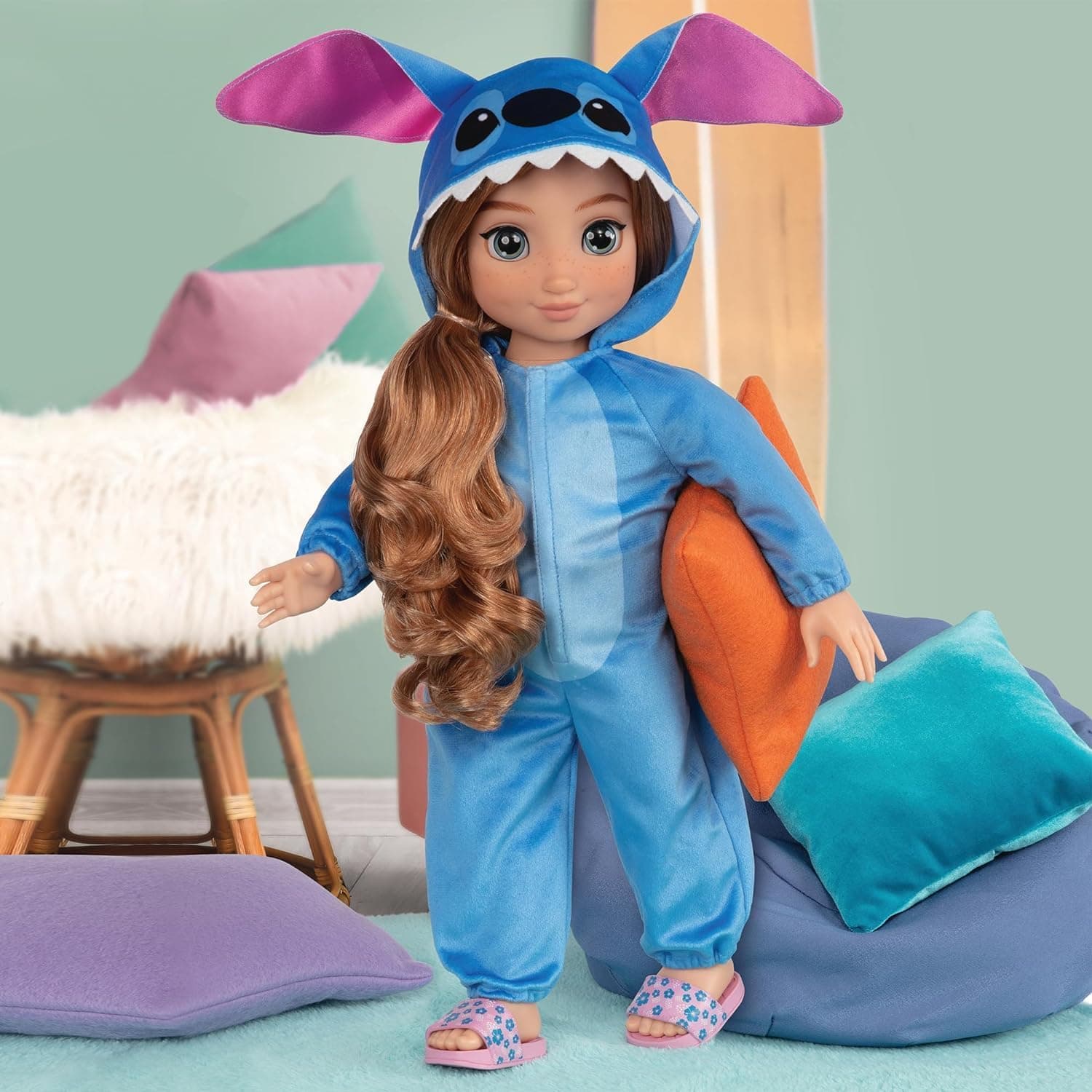 Disney ily 4EVER Stitch 45cm / 18" Doll With Strawberry Blonde Hair, Officially Licensed by Jakks Pacific, Adorable Lilo & Stitch Inspired Blue Onesie with Ears, Slides & Toothbrush, Gift for Girls 6+ : Amazon.co.uk: Toys & Games