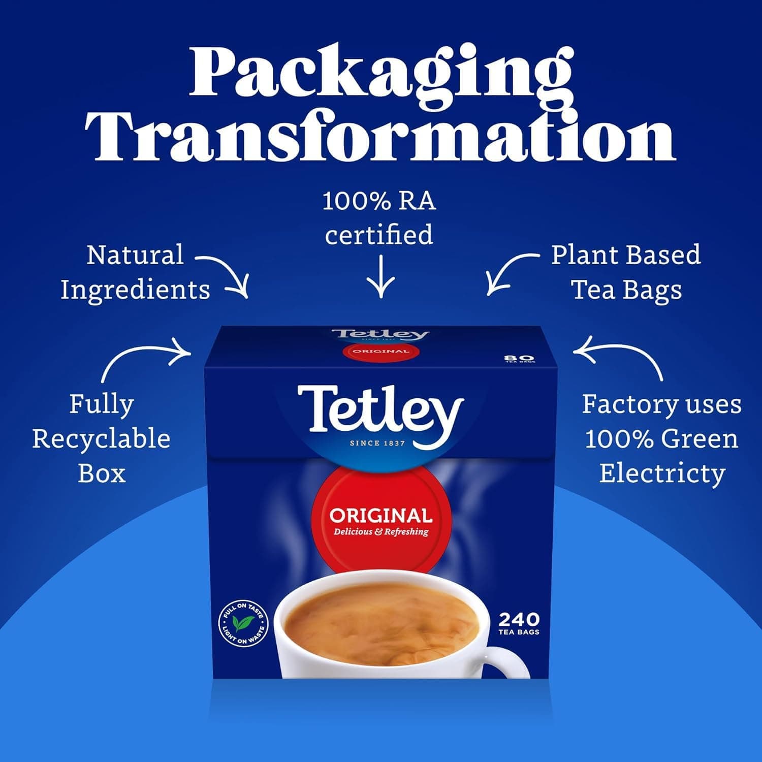 Tetley Original Black Tea Bags - Full Flavoured British Brew - Perfect for Breakfast or Anytime - Rainforest Alliance Certified - 240 Teabags (1 Pack) : Amazon.co.uk: Grocery