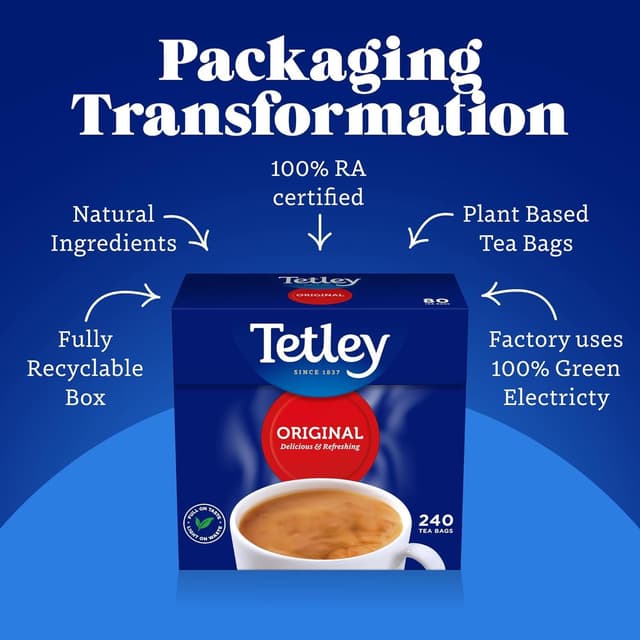 Tetley Original Black Tea Bags - Full Flavoured British Brew - Perfect for Breakfast or Anytime - Rainforest Alliance Certified - 240 Teabags (1 Pack) : Amazon.co.uk: Grocery