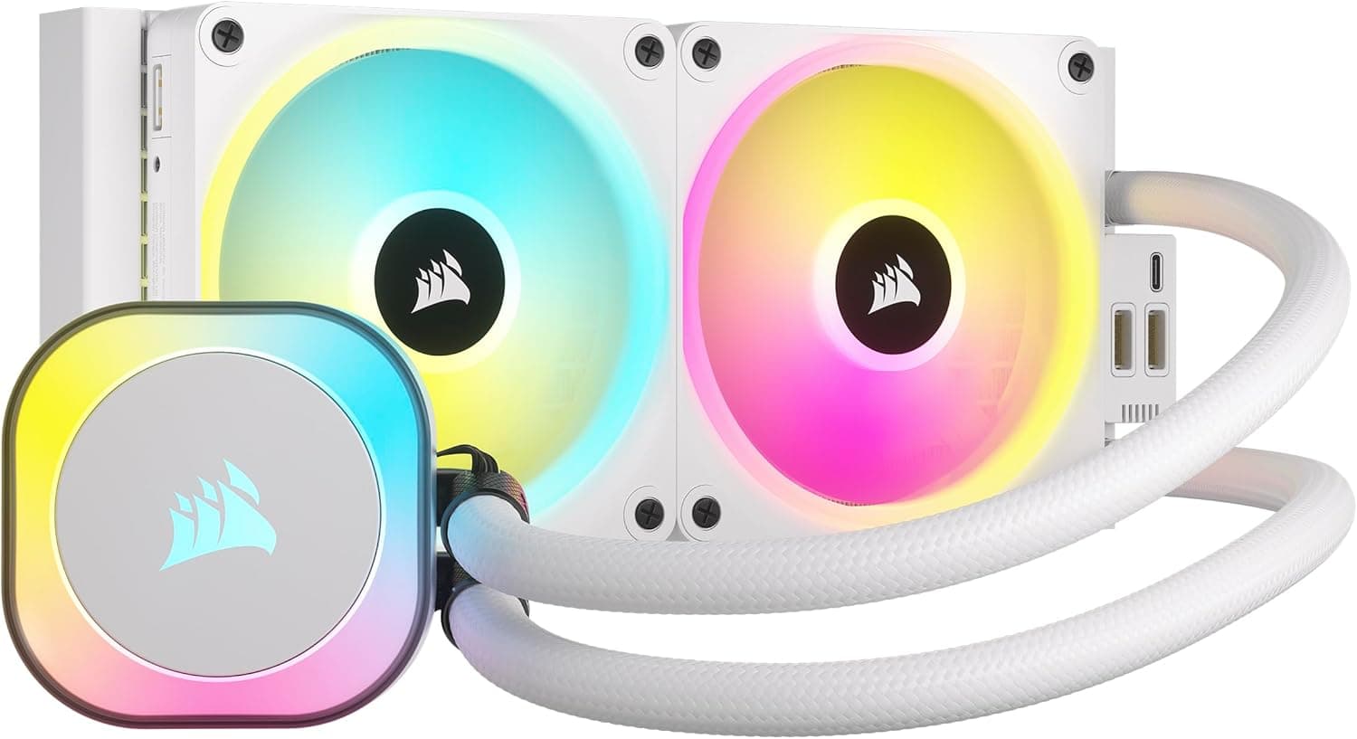 Corsair iCUE LINK H100i RGB Liquid CPU Cooler - 240mm AIO - QX120 RGB Fans - Fits Intel® LGA 1700, AMD® AM5 - iCUE LINK System Hub Included - White : Amazon.co.uk: Computers & Accessories
