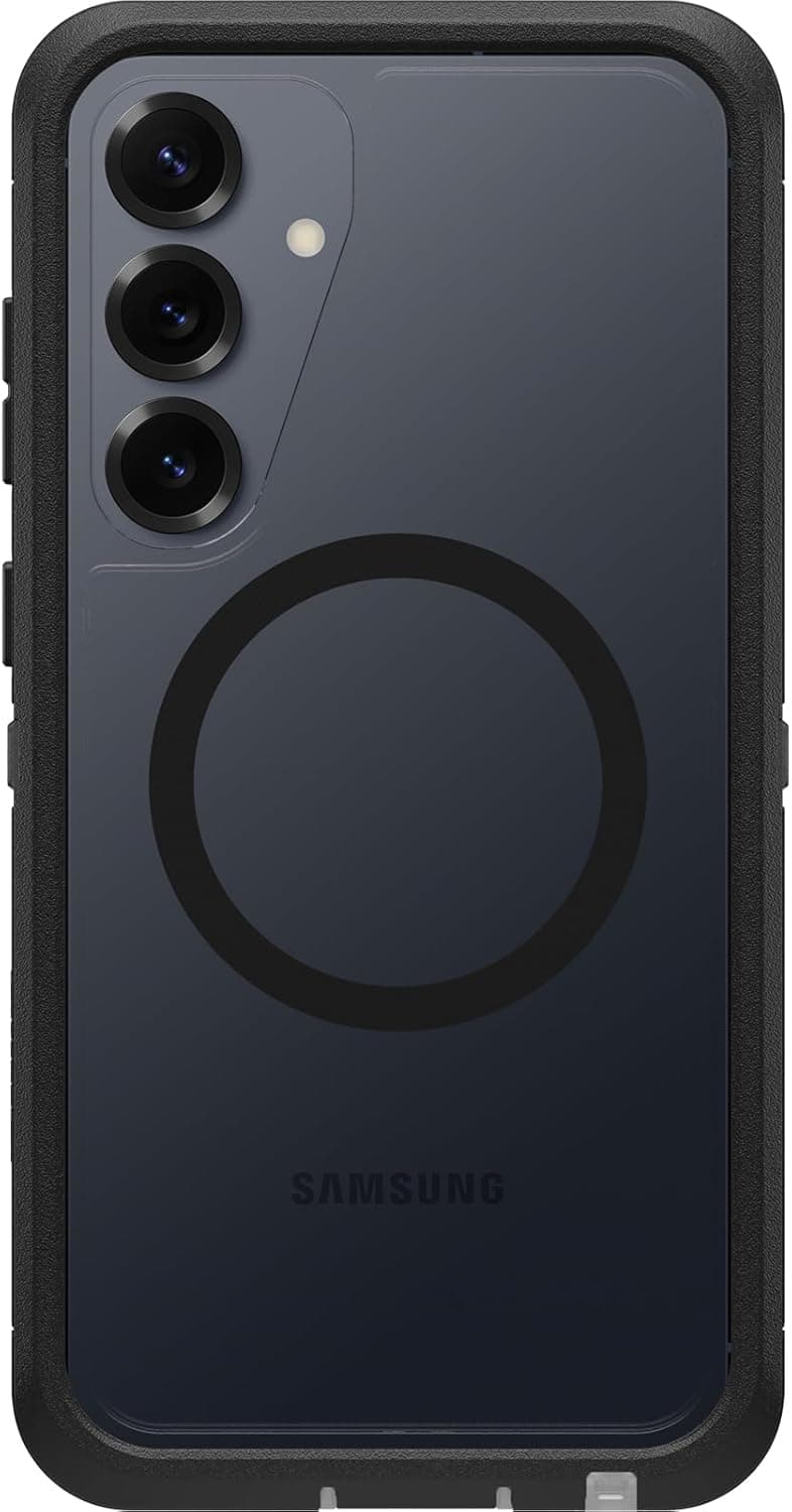 OtterBox Defender Series XT Clear Case with Magnets for Samsung Galaxy S25+, Shockproof, Drop proof, Ultra-Rugged, Protective Case, 7x Tested to Military Standard, Clear/Black