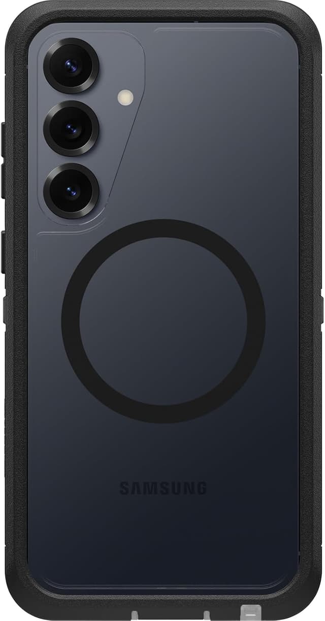 OtterBox Defender Series XT Clear Case with Magnets for Samsung Galaxy S25+, Shockproof, Drop proof, Ultra-Rugged, Protective Case, 7x Tested to Military Standard, Clear/Black