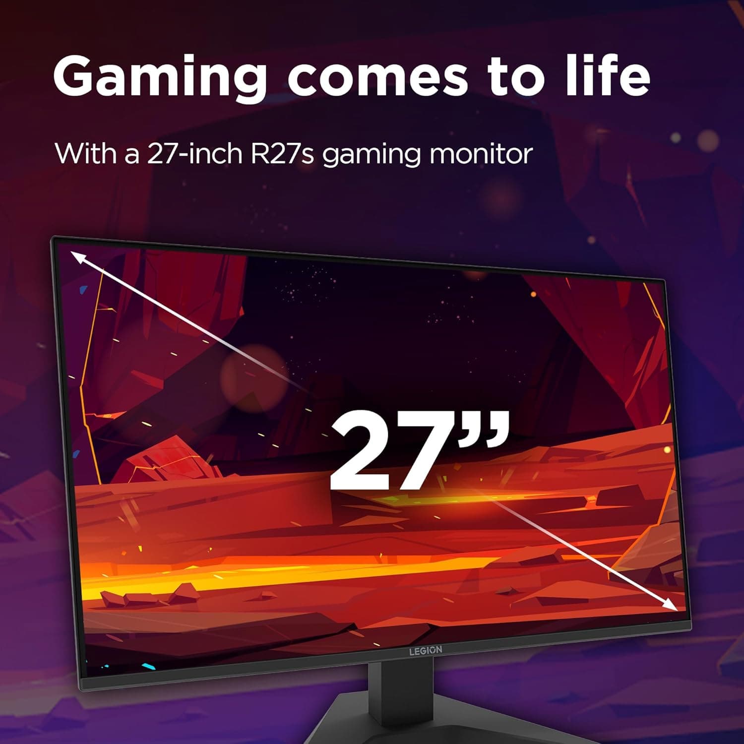 Lenovo Legion R27s Gaming Monitor 27" FHD (1920 x 1080) IPS, 1 ms MPRT, 144 Hz, Ports 1x HDMI 2.1 + DisplayPort 1.2, DisplayPort Cable included, Stand Tilt - Raven Black : Amazon.co.uk: Computers & Accessories