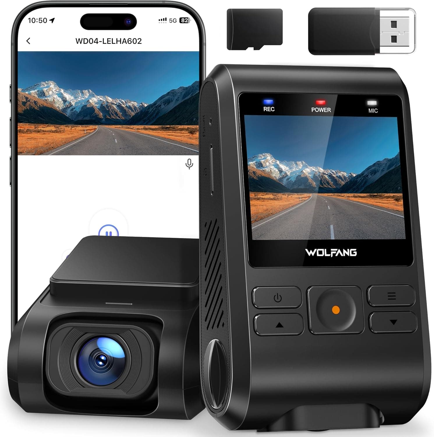 WOLFANG Dash Cam Front, 1440P Mini WiFi DashCam for Cars, 2’’ IPS Car Camera with SD Card, Dash Cam with Parking Monitor, Night Vision, WDR, 170° Wide Angle, G-Sensor, Loop Recording, APP Control : Amazon.co.uk: Electronics & Photo