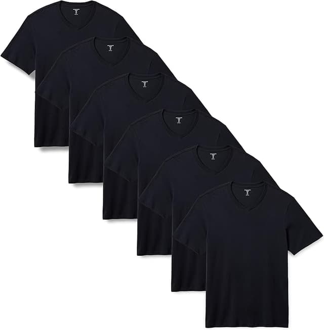 Amazon Essentials Men's Regular-Fit Short-Sleeve V-Neck, Pack of 6, Black, XXL : Amazon.co.uk: Fashion