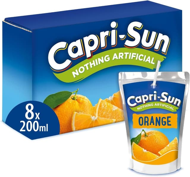 Capri-Sun Orange Kids' Juice Drink (8 x 200ml) Made with Real Fruit Juice - No Artificial Ingredients - Vegan, Gluten Free : Amazon.co.uk: Grocery