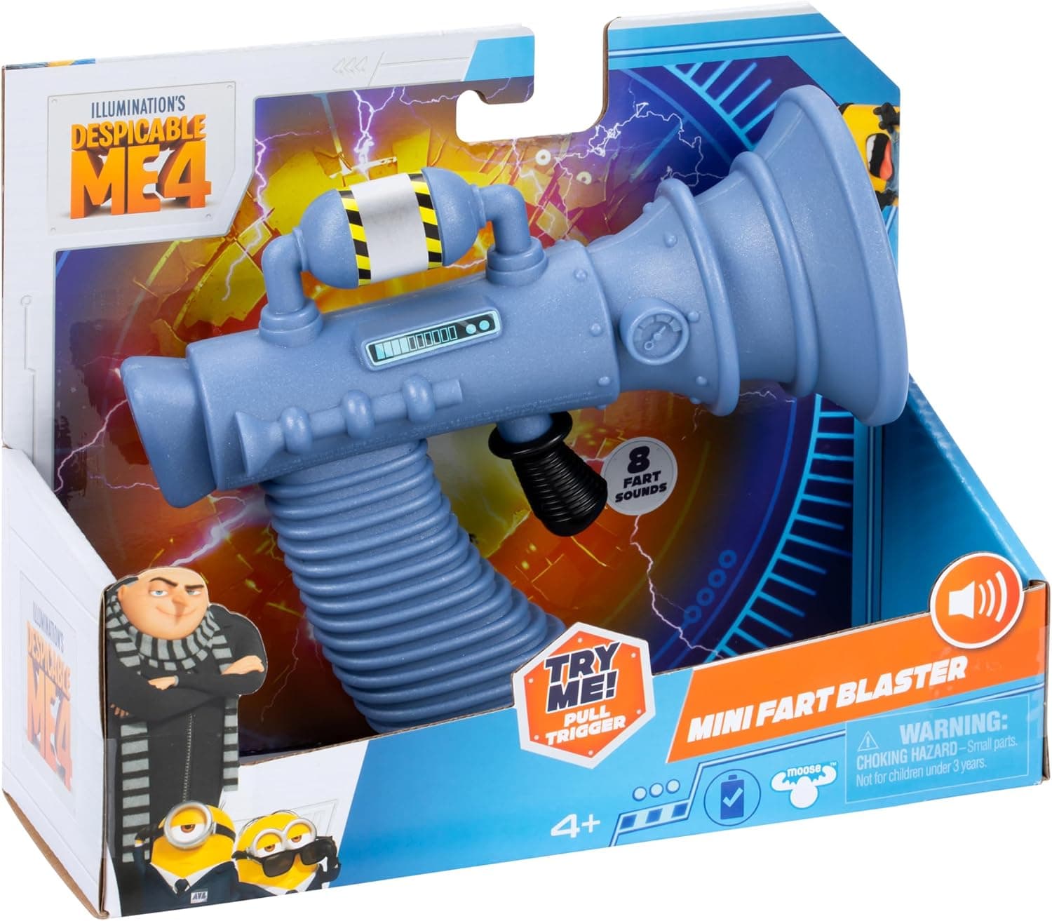 Despicable Me 4 SFX Mini Fart Blaster; Kids Can Blast Out 8 Different Silly Fart Noises When They Press The button; Includes 2 AAA Batteries; Suitable For Ages 4 & Up