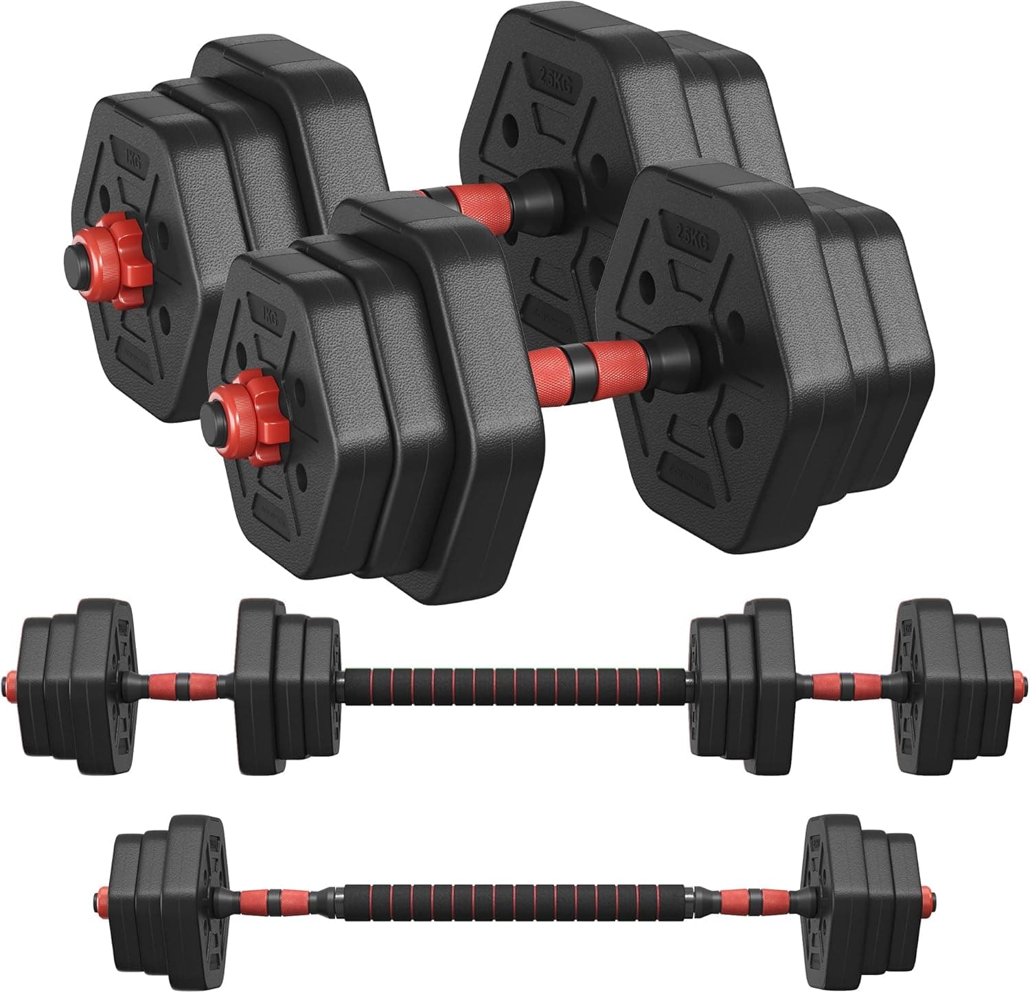 SONGMICS Dumbbell Set, 20 kg Weights with Connecting Bar, Hexagon, Adjustable Weight Plates, for Men Women Workout, Fitness Training, Weight Lifting, Home Gym, Ink Black SYL200B01 : Amazon.co.uk: Sports & Outdoors