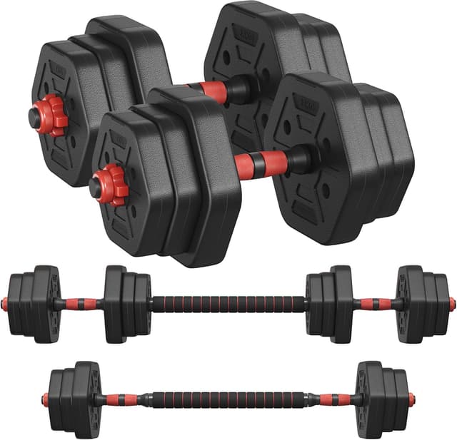 SONGMICS Dumbbell Set, 20 kg Weights with Connecting Bar, Hexagon, Adjustable Weight Plates, for Men Women Workout, Fitness Training, Weight Lifting, Home Gym, Ink Black SYL200B01 : Amazon.co.uk: Sports & Outdoors