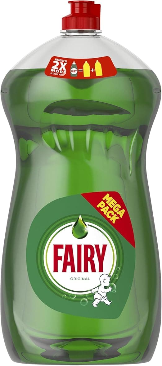 Fairy Original Washing Up Liquid Green with LiftAction 1450 ml, No Soaking, No Grease, No Fuss