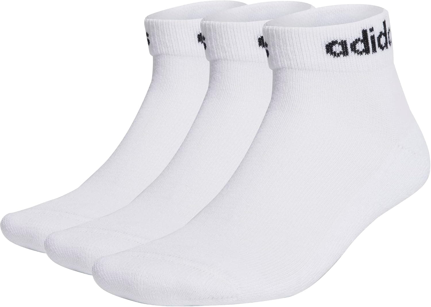 adidas Unisex Kids Linear Ankle Cushioned Socks 3 Pairs, Black/White, 6-7 Years