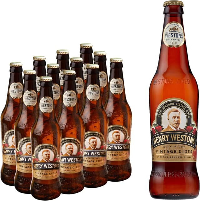 Henry Westons Vintage Glass Bottles, 8.2% ABV 12 x 500ml Multipack | Refreshing Medium Dry Sparkling Cider | Slowly Matured in Oak Vats for a Smooth & Rounded Flavour : Amazon.co.uk: Grocery