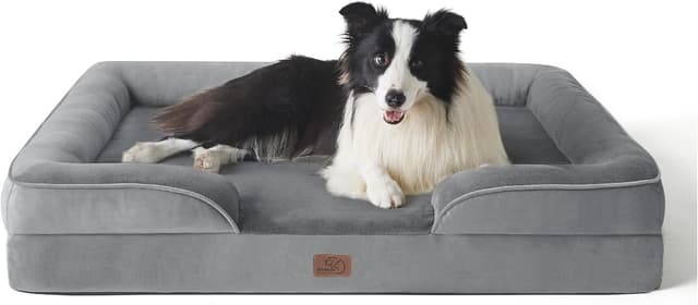 Bedsure Large Dog Bed Sofa - Washable Orthopedic Dog Beds and Couch with Removable Flannel Cover, Waterproof Dog Pillow with U-Shape Bolster, Grey Squre Pet Bed, 89x63x16cm : Amazon.co.uk: Pet Supplies