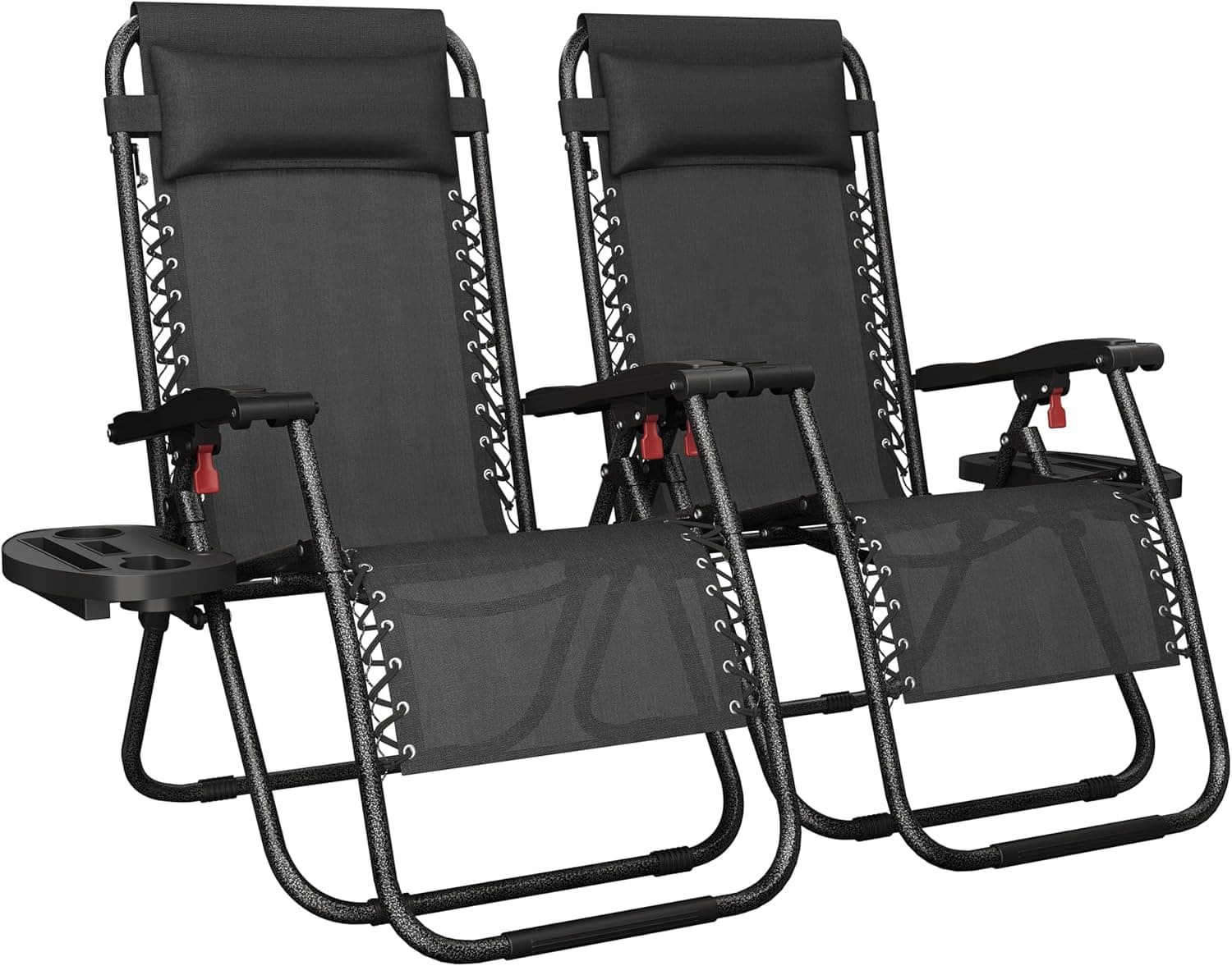 Yaheetech Zero Gravity Chairs Outdoor Adjustable Folding Sunloungers Lounge Recliners w/Pillows, Cup Holder and Carry Strap for Patio Porch Deck Set of 2 : Amazon.co.uk: Garden