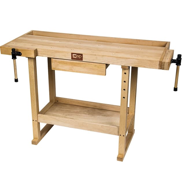 SIP Beech Workbench 1320 x 610 x 865mm with Drawer, Shelf & 2 Vices for Workshop & DIY : Amazon.co.uk: Business, Industry & Science