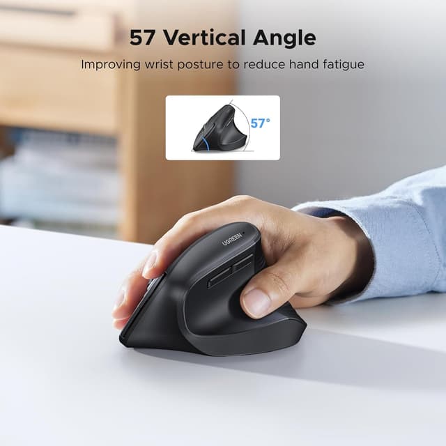 UGREEN Ergonomic Wireless Mouse, Bluetooth 5.4&2.4GHz Dual Modes Computer Mouse, 12-Month Battery, 4 Adjustable DPI 4000/2000/1600/1000, Silent 6-Buttons, for Windows/macOS/Android, Laptop/PC, etc.: Amazon.co.uk: Computers & Accessories