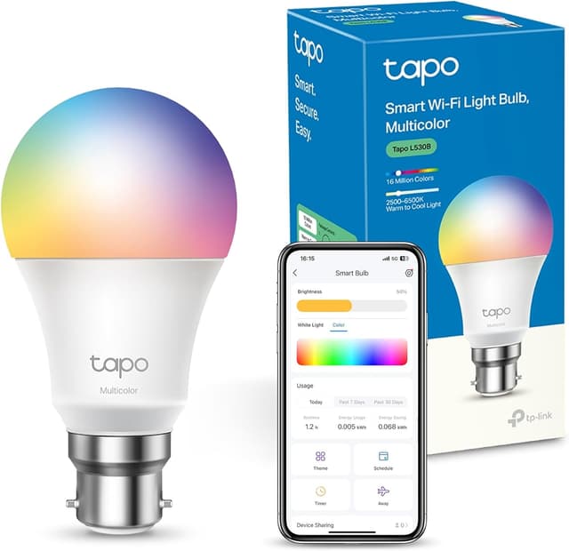 Tapo L530B Smart Bulb, B22 Multicolor Alex Light Bulb, 8.7W (60W), Dimmable, Schedule & Timer, Away Mode, Energy Saving, Voice Control Alexa & Google, App Remote Control : Amazon.co.uk: Lighting