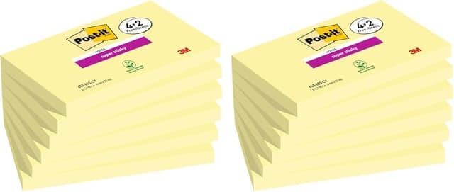 Post-it Super Sticky Notes, Canary Yellow, 76 mm x 127 mm, 90 Sheets/Pad, 4 + 2 Free Pads/Pack (Pack of 2) : Amazon.co.uk: Stationery & Office Supplies