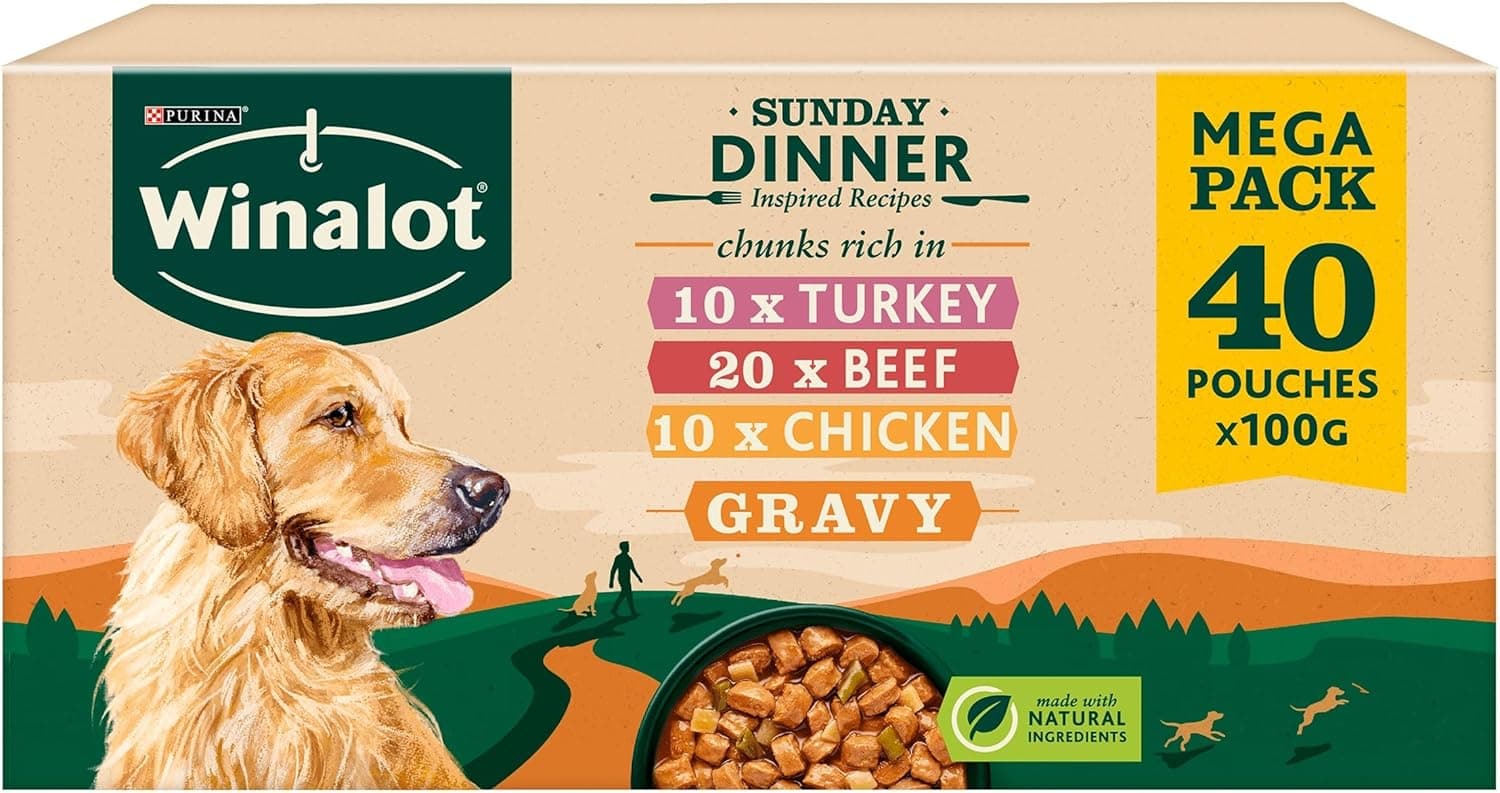 WINALOT Sunday Dinner Mixed in Gravy Wet Dog Food Pouches 40x100g