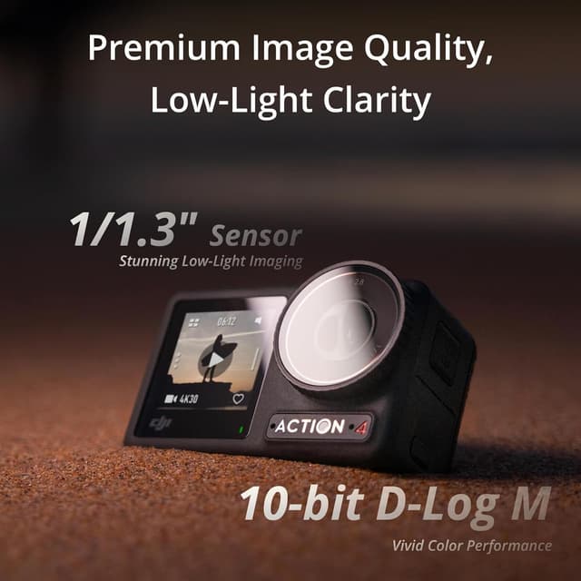 DJI Osmo Action 4 Essential Combo, Action Camera 4K/120fps with a 1/1.3-Inch Sensor, Stunning Low-Light Imaging Underwater Camera, 10-bit & D-Log M Color Performance Vlogging Camera, 1770mAh Battery