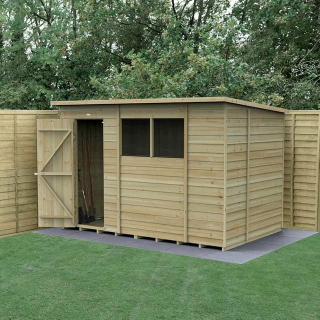 Forest Garden 4LIFE Pent Shed 10x6 | Single Door | 2 Windows|25 Year Anti-Rot Guarantee