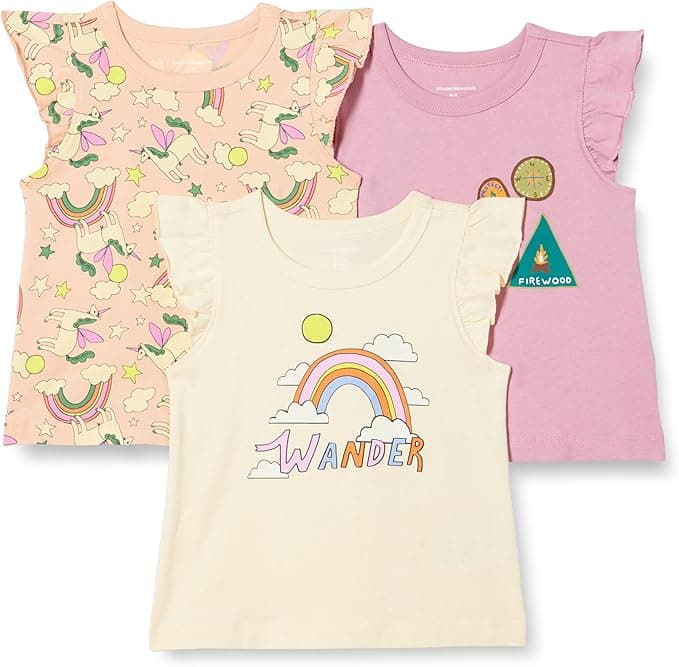 Amazon Essentials Girl's Sleeveless Ruffle T-Shirt