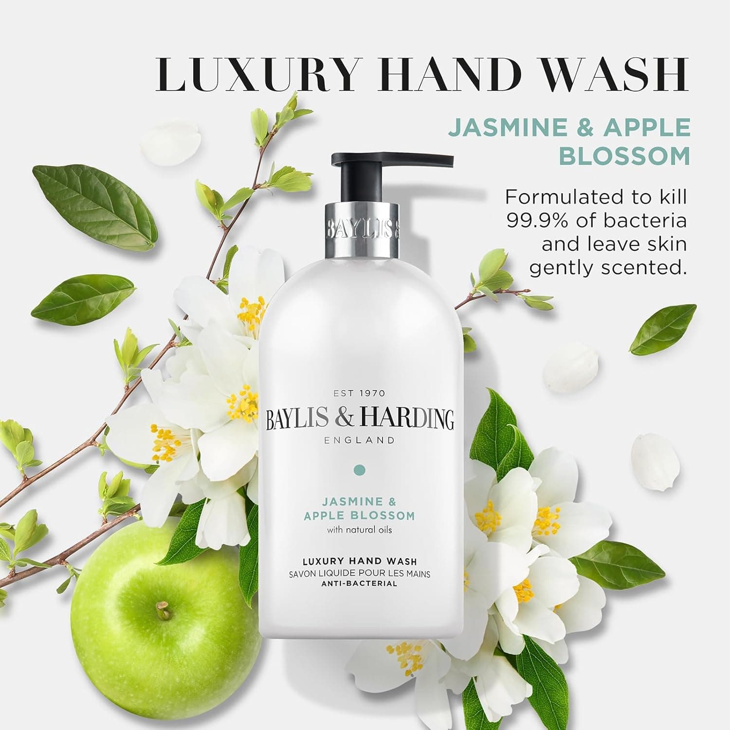Baylis & Harding Jasmine and Apple Blossom Anti-Bacterial Hand Wash, 500 ml (Pack of 3) - Vegan Friendly : Amazon.co.uk: Grocery